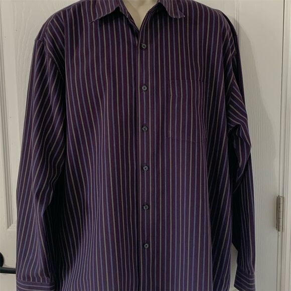 Van Heusen Studio Men's L Multicolor Striped Long Sleeve Shirt - Picture 1 of 11